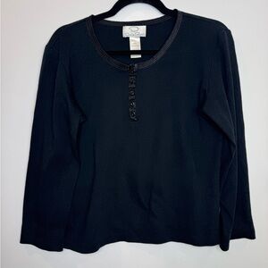Oscar de la Renta Black Long Sleeve Top size medium buttons front